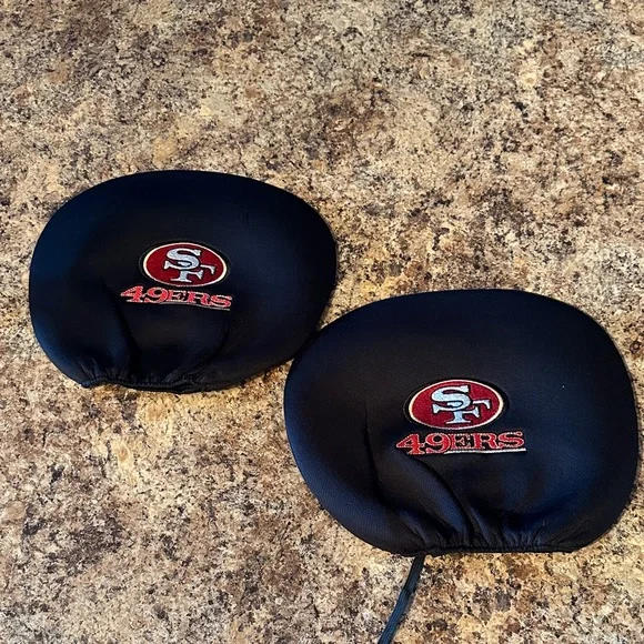 San Francisco 49ers Black Headrest Covers - Pair - Picture 1 of 2